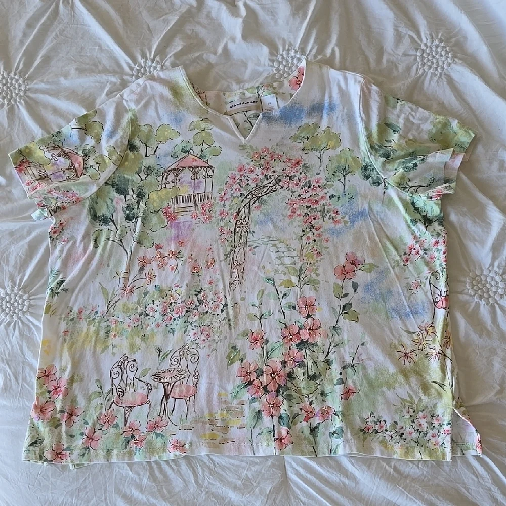 Short Sleeve Colorful Floral Top - Picture 1 of 8